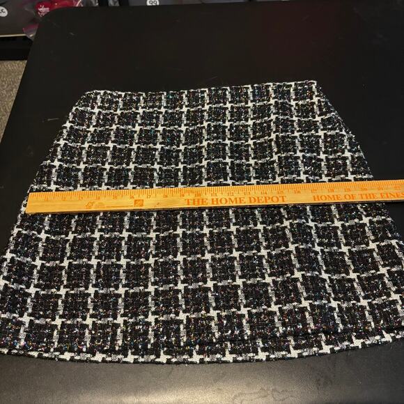 Loft Shimmer Tweed Skirt Size 12 Black Multicolor Shiny Thread Textured - Picture 4 of 7